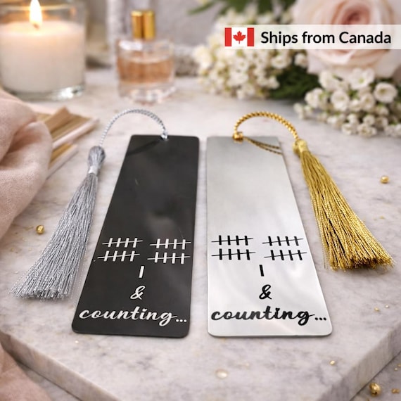 Personalized Tally Mark Anniversary Bookmark, Engraved Gift - CA