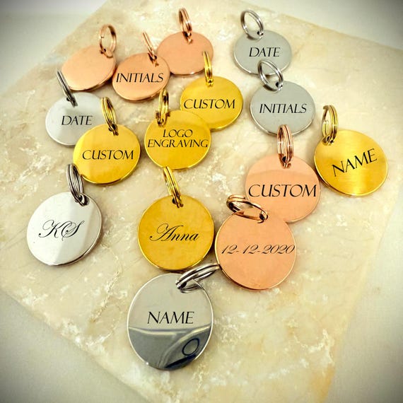 1/5/10 PCS Custom Charms engraving, personalized Round Tag Stainless Steel Jewelry Supplies 1.5cm diameter