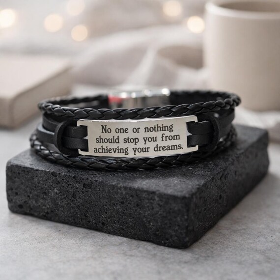 Personalized gifts Custom mens bracelet Leather bracelet with custom engraving, Gift for Men, Boys, Dad, Friends