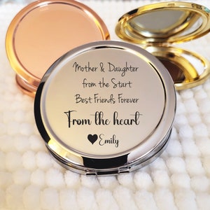 Personalized Compact Mirror, Gift for Mom From Daughter, Mother of Groom Gift, Pocket Mirror, Mother of the Bride Gift, Custom Wedding Gift