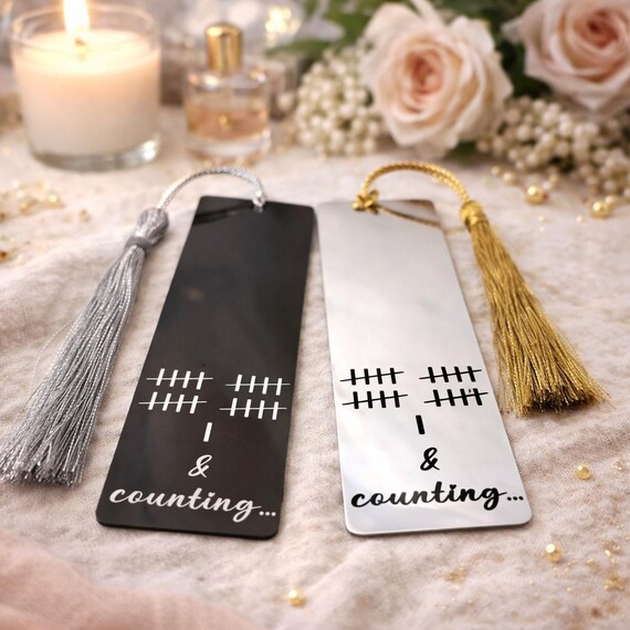 Personalized Tally Mark Anniversary Bookmark, Engraved Gift