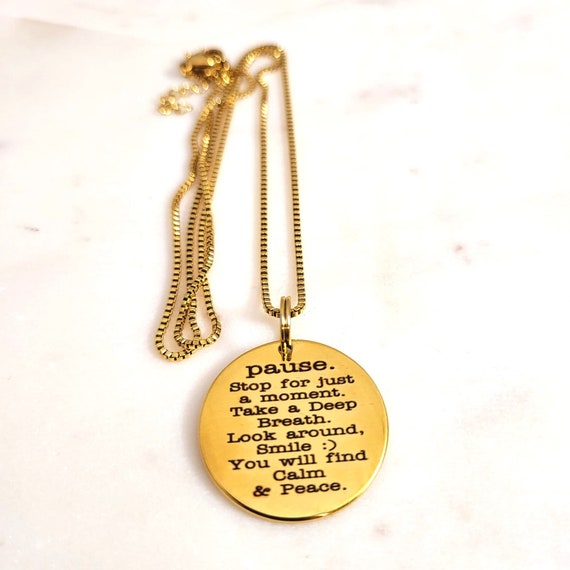 Pause | Pendants. Stop for just a moment. Take a Deep Breath. Look around, Smile :) You will find Calm & Peace Necklace