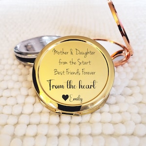 Mother and Daughter gift, Personalized Compact Mirror, Gift for Mom From Daughter, Pocket Mirror,  Custom Gift for Mother