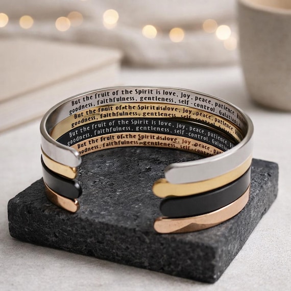 Personalize Bible verse Cuff bracelet for Men & Women, Girls, Boys  Psalm Bracelet
