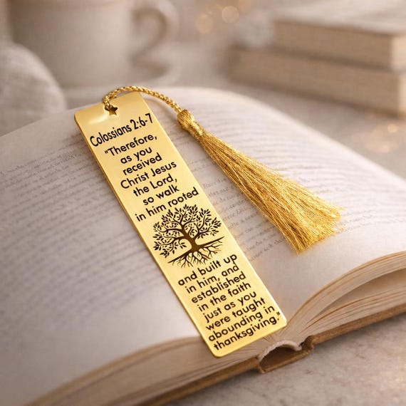 Personalized Colossians 2:6-7 Stainless Steel Bookmark – Christian Gift