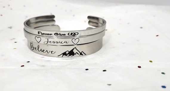 Custom Cuff Bracelets Custom Jewelry Personalized Engraved Gift For Mom Bridesmaid Gifts.