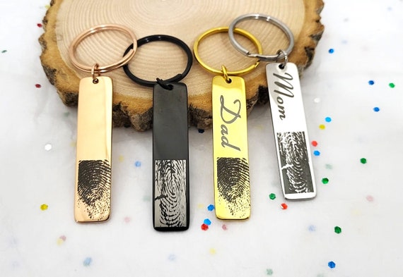 Personalized Actual FingerPrint memorial bar Keychain memorial Jewelry for men for women Mom, Mothers Day Jewellery