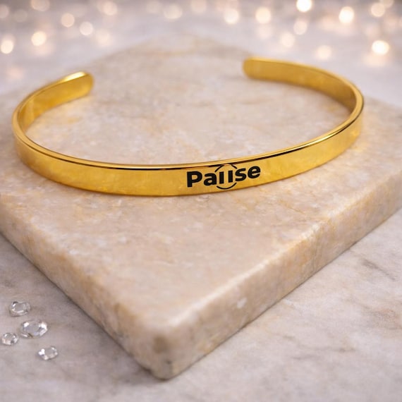 Pause Symbol Cuff Bracelet | Peace & Calm Reminder Jewelry.