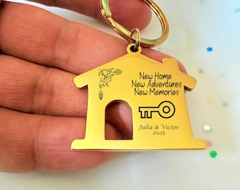 CMJ Portachiavi Rettangolare – New Home New Adventures, Regalo Inaugurazione Casa In Acciaio Inox