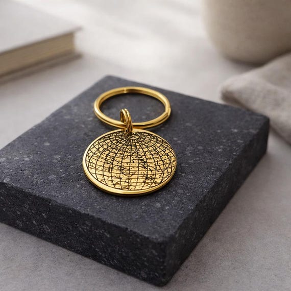 Custom Star Map Keychain, Personalised Night Sky Keyring, engraved star map by date | Christmas Gift For Her