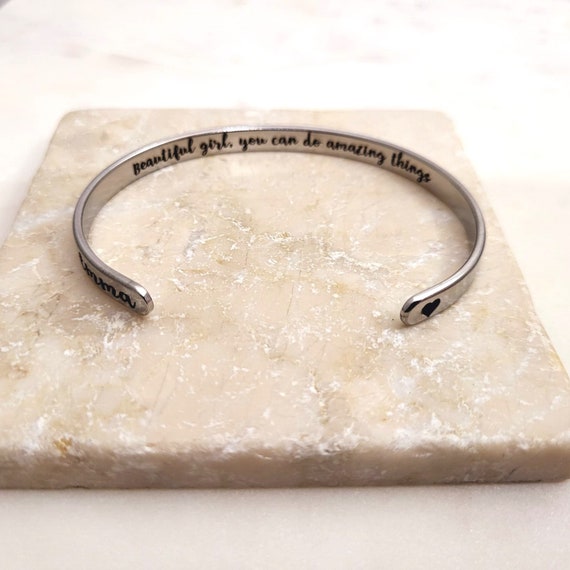 Beautiful Girl You Can Do Amazing Things Inspirational Bracelet Self Esteem Motivation Jewelry for Sister, Girls Friend Gift for Her Mantra