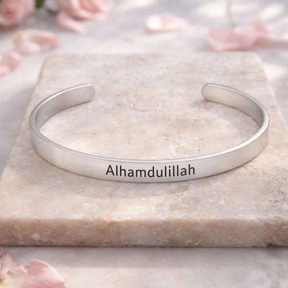 Alhamdulillah Cuff, Stainless Steel Islamic Bracelet, Eid Ramadan Gift