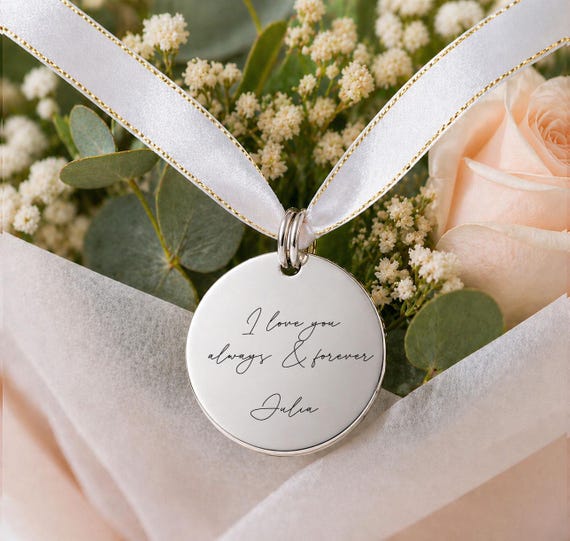Actual Handwriting Wedding Bouquet Charm, Memorial Gifts for Bride, Custom Handwritten Disc, Signature Charm Gift