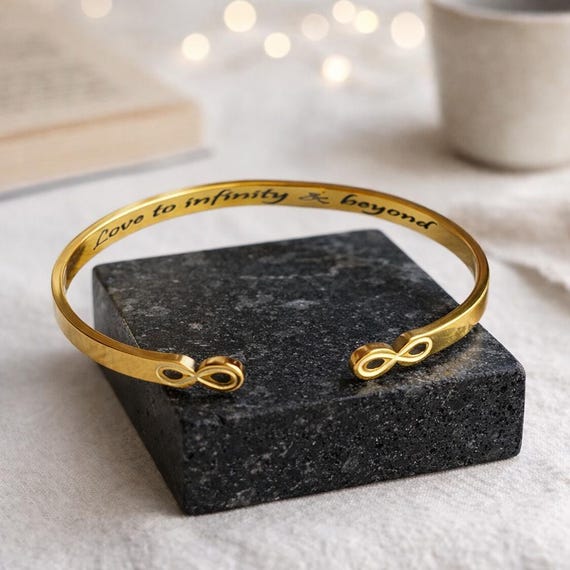 Infinity Bracelet for women. Personalized valentines  cuffs with Names, Initials, Kids name, coordinates custom engravings.