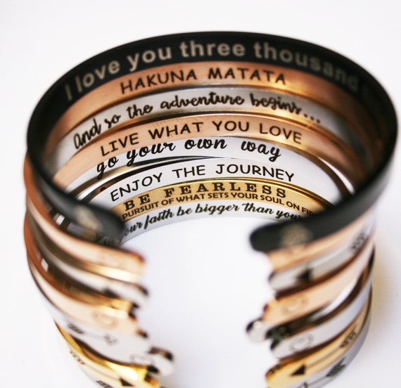 Customize Profane, Offensive Message  Mantra Bracelet Gifts Inside &Outside Engraved