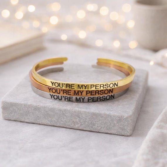 You're My Person Cuff Bangle Bracelet - Gift for Him, Her Wife, Husband Girlfriend, Boyfriend, Partner, Lover