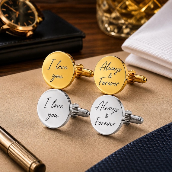 Custom Handwritten Cuff links, Anniversary Gift, Design Your Own Cufflinks with Hand writing, Father's Day Gift for Him, Graduation Gift