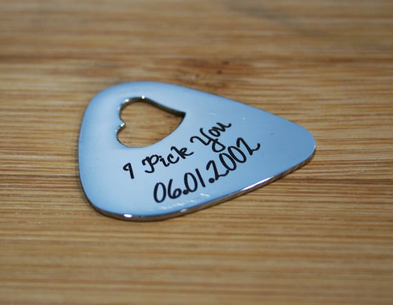 I pick you guitar pick Gift for Men Boyfriend Husband - Personalized DATE