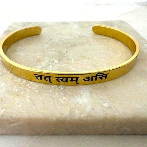 Tat Tvam Asi Bracelet in GOLD, Spiritual Sanskrit Bracelet, Yoga Bracelet, Advaita Vedanta, I AM THAT Cuff