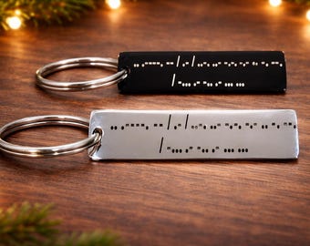 Custom Morse code keychain for Men Women Customized Morsecode Engraved Personalized Key chain.