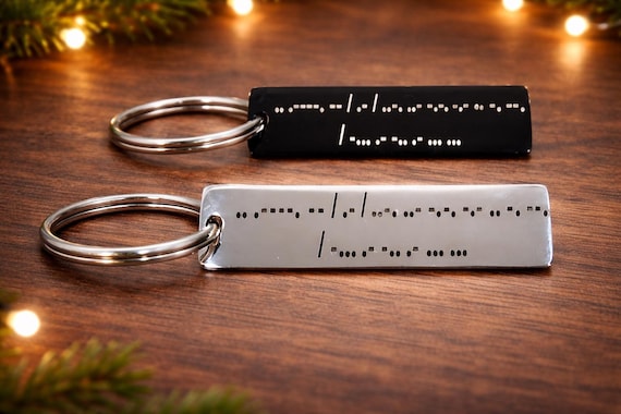 Custom Morse code keychain for Men Women Customized Morsecode Engraved Personalized Key chain.