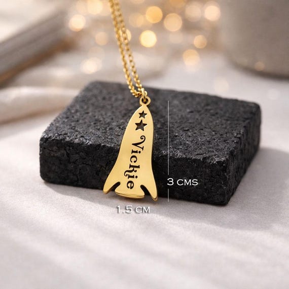 Custom Rocket Necklace Personalized Name Necklace Gift Engraved sci-fi necklace, adventure & aspiration personalised jewellery