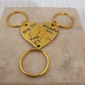 Key chain For 2/3/4/5/6 Best Friends BFF, Family Friendship Love Key ring Gift, Personalized Name Heart Puzzle Keychain