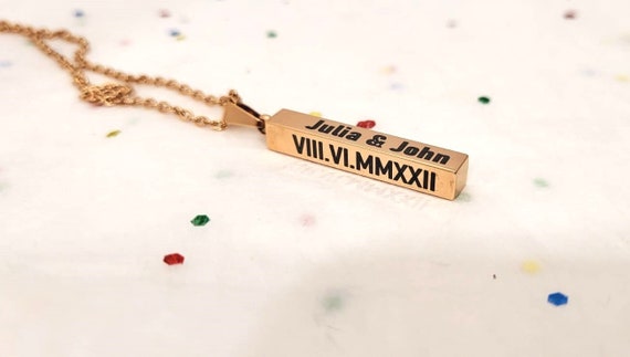 Custom Necklace Personalized 3d Vertical Bar Necklace Coordinate Necklace Customized Gift for Mother Engraved Necklace personalised jewelry