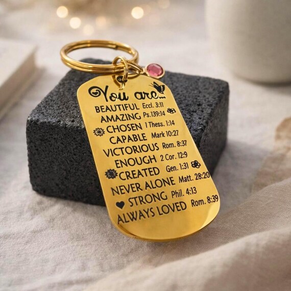 You Are Beautiful, Amazing, Chosen Capable, Victorious, Created, Enough, Never alone, Strong, Always Loved  - Bible Verse Gift