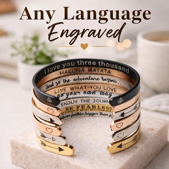 Any Language Engraved Gifts Jewelry - Japanese, Chinese, Hebrew, German, Arabic, Russian, Portuguese, French, Dutch, Spanish, Tamil