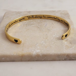 Side by Side or miles apart, will always be connected by heart Bracelet - Personalized & Custom Made Gift