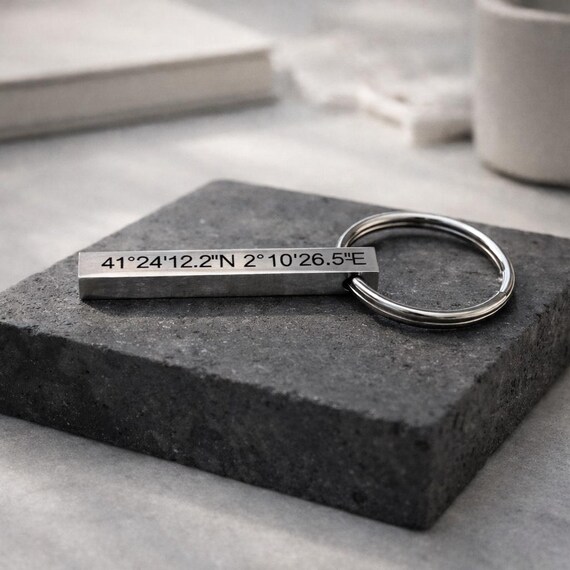 Personalized Keychain | Four Sided Personalized Gift | Customized Keychain | Stainless Steel Bar Keychain | Custom Bar Keychain