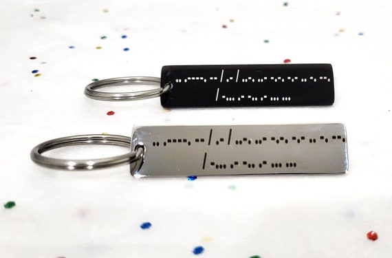 Custom Morse code keychain for Men Women Customized Morsecode Engraved Personalized Key chain.