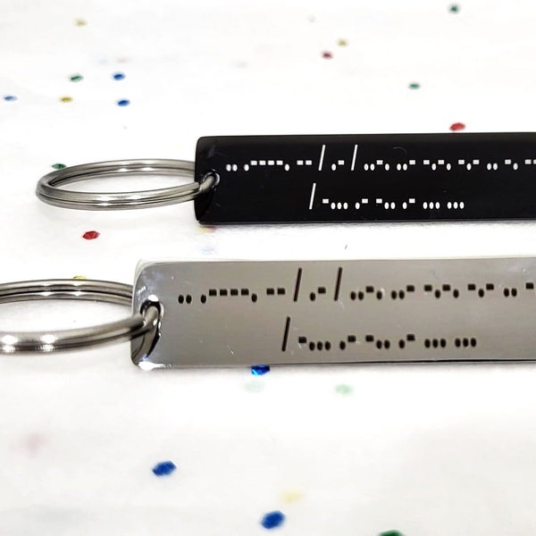 Custom Morse code keychain for Men Women Customized Morsecode Engraved Personalized Key chain.