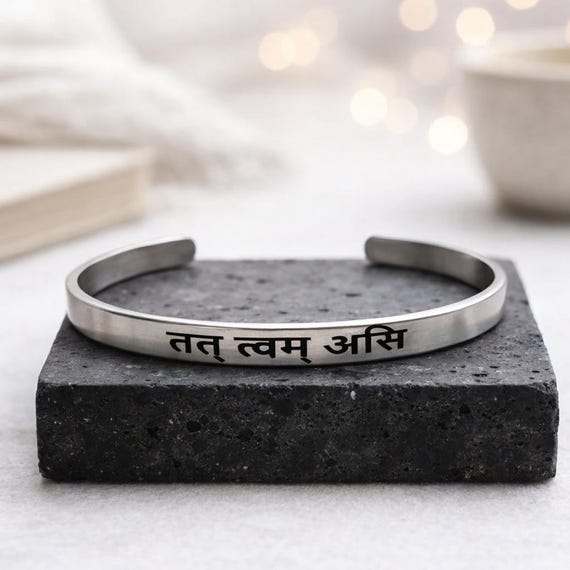 Tat Tvam Asi Bracelet, Spiritual Sanskrit yoga cuff bangle, Advaita Vedanta, I AM THAT