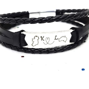 Land oder Zustand Lederarmband Langstrecken Personalisierte Geschenk Zustand Schmuck Beziehung Geschenk Geburtstagsgeschenk Beste Freund Schmuck Staaten