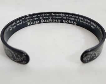Keep fucking Going Mantra Bracelet. Best Friend Gift Inspirational Cuff Warrior Encouragement Jewelry Gift Bangle. Believe in Yourself.