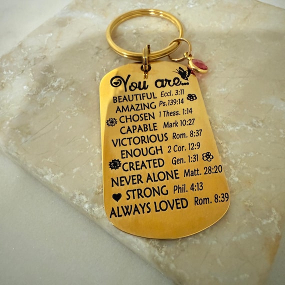 You Are Beautiful, Amazing, Chosen Capable, Victorious, Created, Enough, Never alone, Strong, Always Loved  - Bible Verse Gift