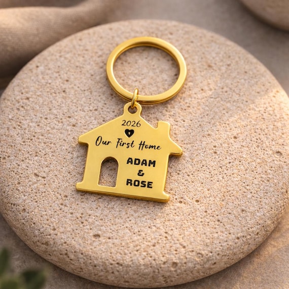 Our First Home Keyring, Personalised House-warming Keychain, Moving House Gift, New Home Keyrings, House-warming Gift
