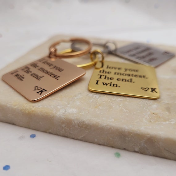Portachiavi Per Coppie I Love You Most. The End. I Win - Acciaio E Strass - Regalo Per Marito E Moglie