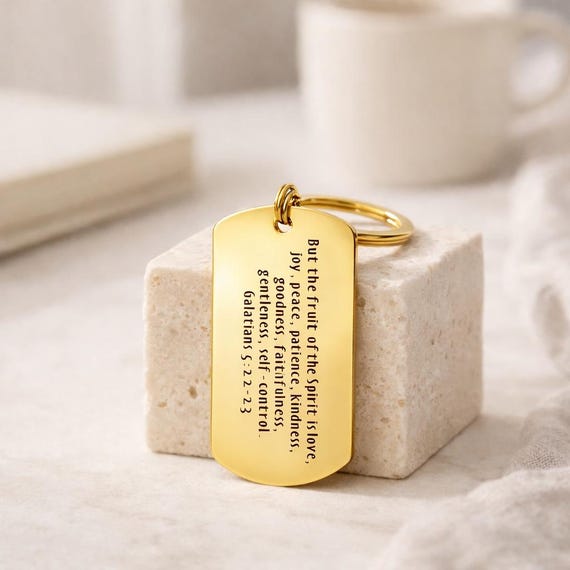 Personalized Bible verse key chain Custom Engraved Military Dog Tag KeyChain Gifts