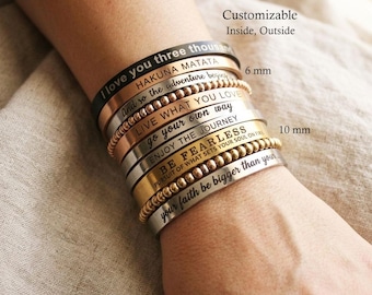 Customize Inspirational Bracelet Mantra Encouragement Gifts for Daughters, Men, Women - secret message bracelet