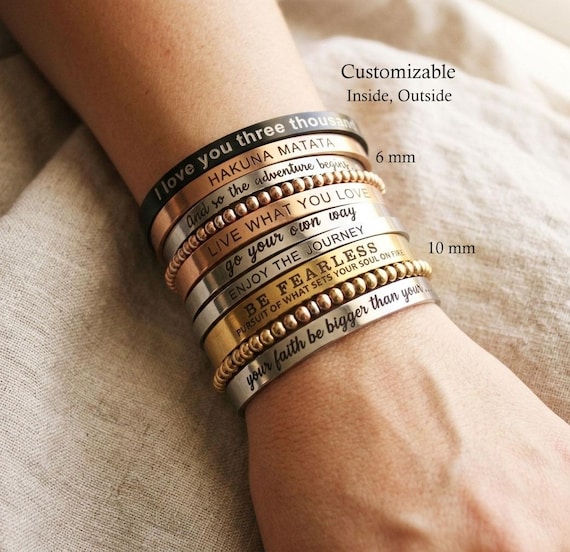 Customize Inspirational Bracelet Mantra Encouragement Gifts for Daughters, Men, Women - secret message bracelet