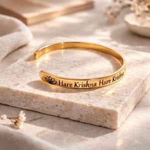 Hare Krishna Hare Rama Bracelets in Gold tone.