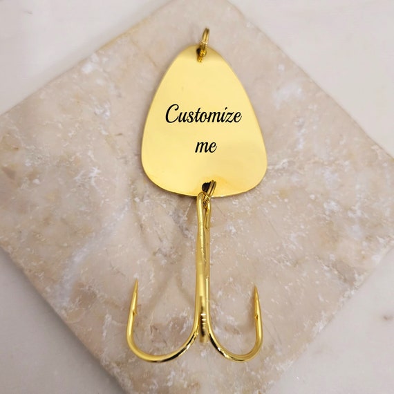 Custom Fishing Lure Fish Hook - Personalized Fish Hook, Customized Engraved Fish Hook - Valentines Day Gifts Gold, Rose Gold & Steel silver