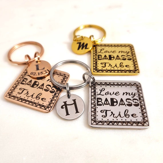 Love My BADASS Tribe Charm Keychain Initial Charm Friendship & Family Gift