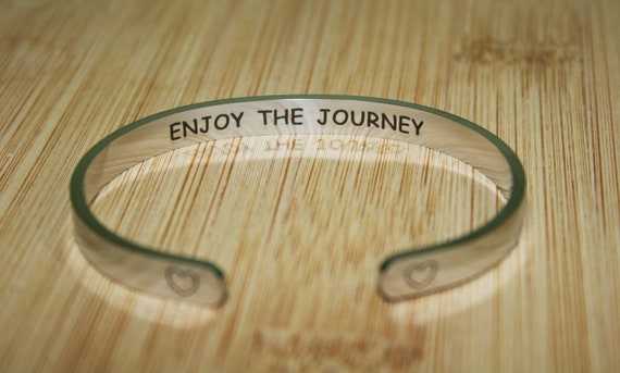 Congratulations New Job Gift - Enjoy The Journey Bracelet Jewelry Cuff for Him Her Men Women Girl Scouts & Niece.