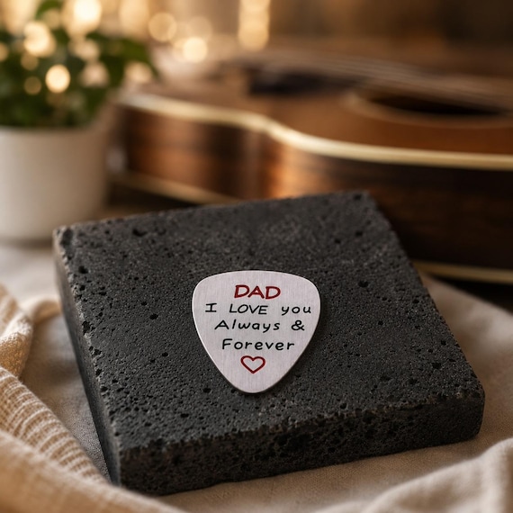 Personalized  Fathers  Day gift from daughter or son. I love you mom  Dad Guitar picks