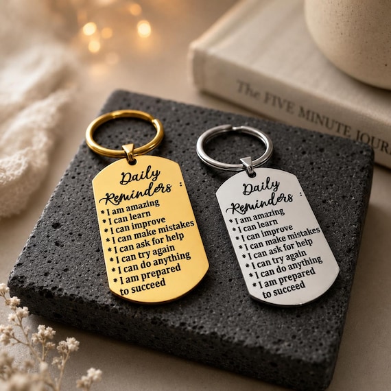 Daily Reminders Keychain, Mental Health Gifts, I am Amazing, Inspiration Gift for Daughter Mom, Reminder Gift For Friend, Hug Gift,Self Love