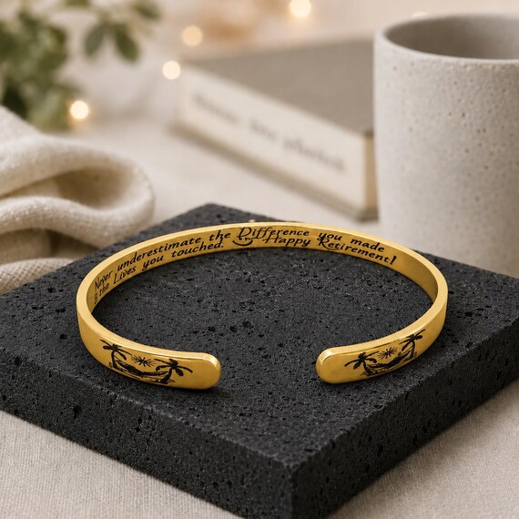 Retirement Gift for Woman, Hidden Message Bracelet with Happy Retirement message